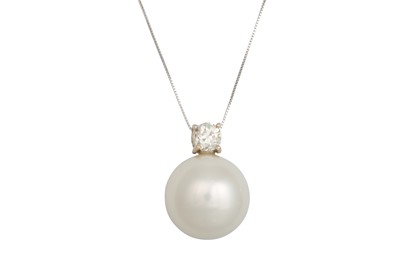 Lot 341 - A SOUTH SEA PEARL AND DIAMOND PENDANT, the...