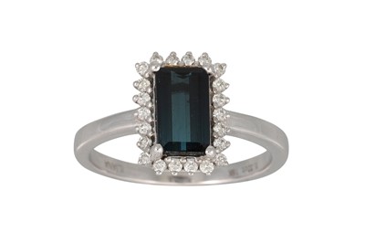 Lot 359 - A TOPAZ AND DIAMOND CLUSTER RNG, mounted in...