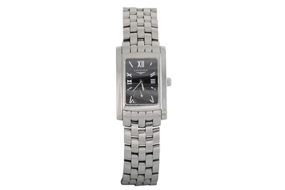 Lot 523 - A LADY'S STAINLESS STEEL LONGINES WRIST WATCH,...