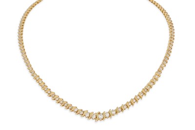 Lot 421 - A DIAMOND LINE NECKLACE, the graduated...