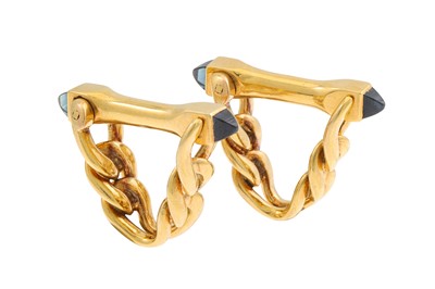 Lot 228 - A PAIR OF FRENCH 18CT GOLD CUFFLINKS, curb...