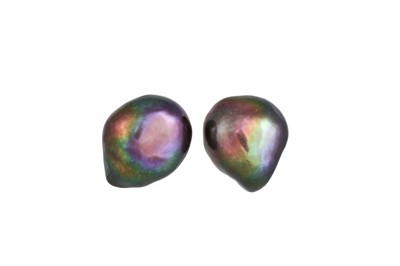 Lot 131 - A PAIR OF BAROQUE BLACK PEARL EARRINGS,...