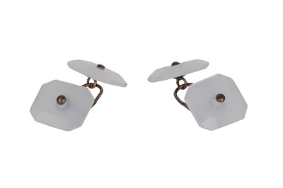 Lot 132 - A PAIR OF VINTAGE CUFFLINKS, set with rock...