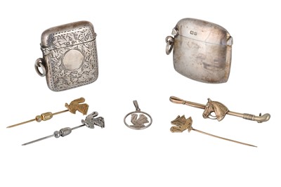 Lot 57 - A COLLECTION COMPRISING; two silver vesta...