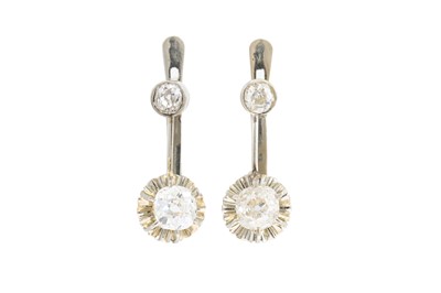 Lot 234 - A PAIR OF ANTIQUE DIAMOND DROP EARRINGS, set...
