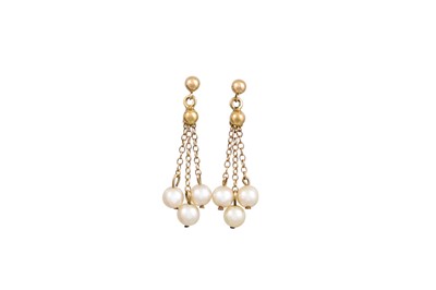 Lot 117 - A PAIR OF CULTURED PEARL DROP EARRINGS,...