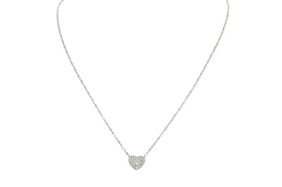 Lot 240 - A DIAMOND SET HEART SHAPED PENDANT ON A CHAIN,...