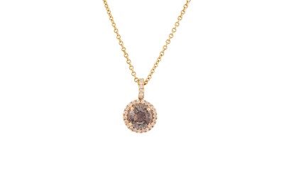 Lot 239 - A GEM SET AND DIAMOND CLUSTER PENDANT, of...