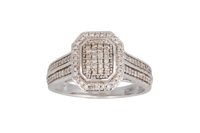 Lot 251 - A DIAMOND CLUSTER RING, pavé set in octagonal...