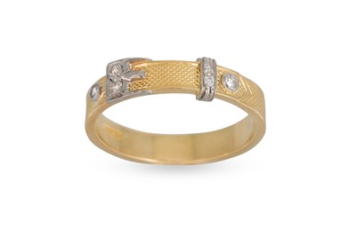 Lot 260 - A VINTAGE DIAMOND SET RING MODELLED AS A BELT,...