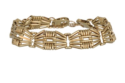 Lot 173 - A 9CT GOLD FANCY LINK BRACELET, 8" long, 23 g.