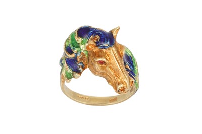Lot 86 - AN 18CT GOLD RING, modelled as a horse head,...