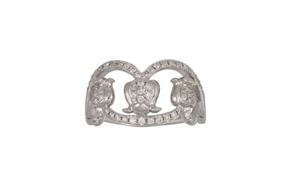 Lot 91 - A DIAMOND SET OPEN WORK RING, mounted in 9ct...