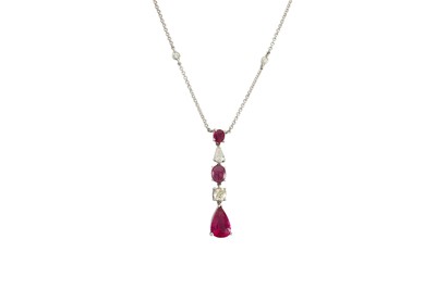 Lot 281 - A TOURMALINE, RUBY AND DIAMOND NECKLACE, set...