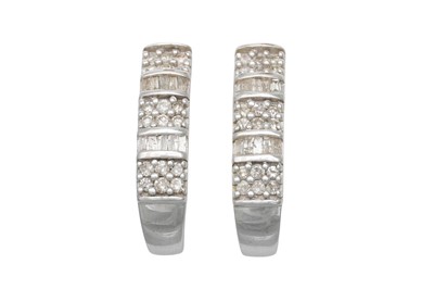Lot 100 - A PAIR OF DIAMOND SET HALF HOOP EARRINGS,...