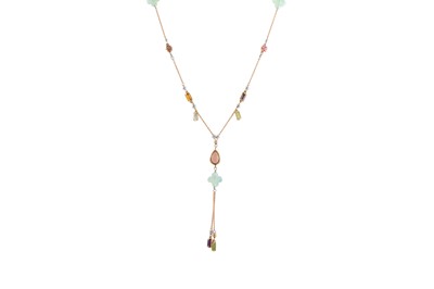 Lot 282 - A MULTI GEM SET NECKLACE, set with chalcedony,...