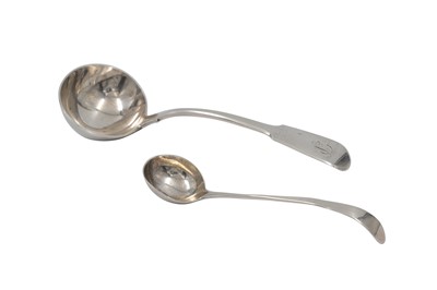 Lot 532 - A GEORGE III FIDDLE PATTERN SAUCE LADLE,...