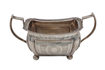 Lot 625 - A SILVER GEORGE III IRISH BRIGHT CUT TWIN...