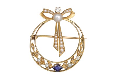 Lot 186 - AN EDWARDIAN DIAMOND, SAPPHIRE AND PEARL...