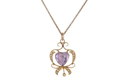 Lot 189 - A LATE VICTORIAN 9CT GOLD AMETHYST AND PEARL...