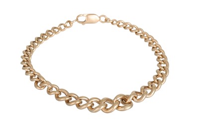 Lot 8 - A 9CT GOLD GRADUATED FLAT CURB LINK BRACELET,...