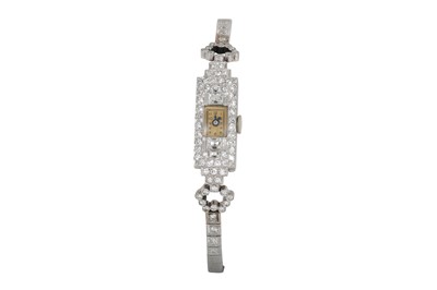 Lot 137 - A LADY'S ART DECO DIAMOND SET COCKTAIL WATCH,...