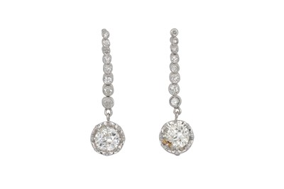 Lot 437 - A PAIR OF MID CENTURY DIAMOND DROP EARRINGS,...