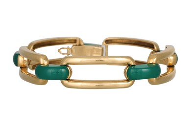 Lot 439 - AN 18CT GOLD MAUBOUSSIN GREEN AGATE BRICK LINK...