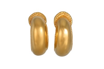 Lot 455 - A PAIR OF 18CT GOLD HOOP EARRINGS, 3 g