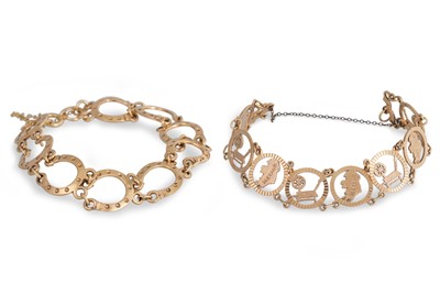 Lot 345 - A 9CT GOLD “IRELAND” BRACELET, together with a...