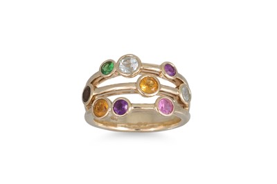 Lot 67 - A MULTI-GEM SET RING, waterfall design,...