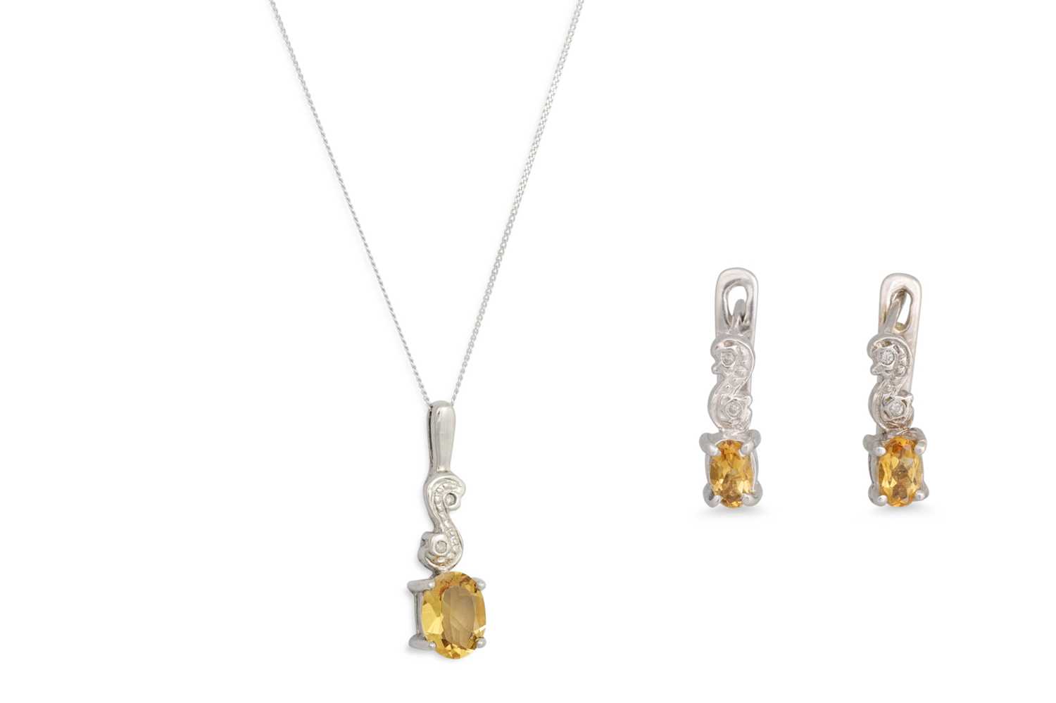 Lot 39 - A DIAMOND AND TOPAZ SUITE OF JEWELLERY, to...
