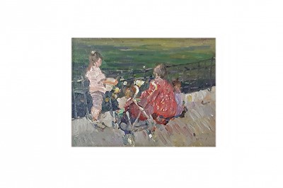 Lot 621 - PAUL KELLY (IRISH CONTEMPORARY) "Feeding ducks"...