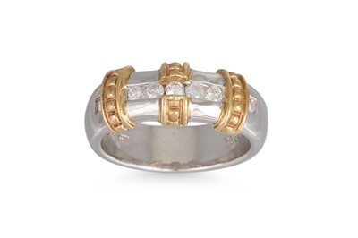 Lot 215 - A DIAMOND RING, channel set in 9ct white gold,...