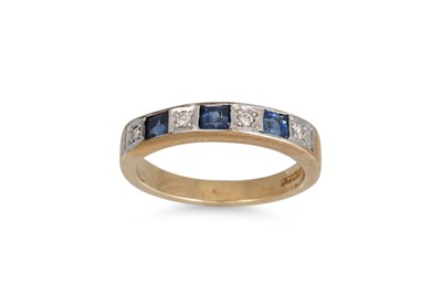Lot 220 - A SAPPHIRE AND DIAMOND HALF ETERNITY RING,...