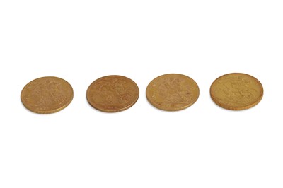 Lot 418 - A COLLECTION OF FOUR GOLD FULL SOVEREIGNS,...