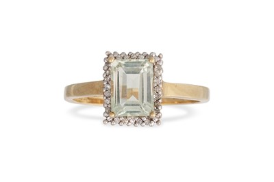 Lot 114 - AN AQUAMARINE AND DIAMOND CLUSTER RING, of...