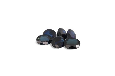 Lot 145 - SIX UNMOUNTED CUSHION CUT SAPPHIRES. weight of...