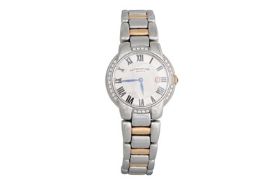 Lot 453 - A LADY'S BI-METAL DIAMOND DIAL RAYMOND WEIL...