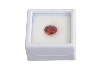 Lot 147 - AN UNMOUNTED OVAL FACETED SPESSARTINE GARNET,...