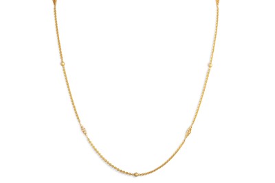 Lot 245 - AN 18CT YELLOW GOLD NECK CHAIN, ball and...