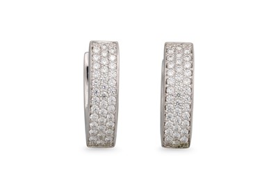 Lot 246 - A PAIR OF DIAMOND HALF HOOP EARRINGS, pavé set...