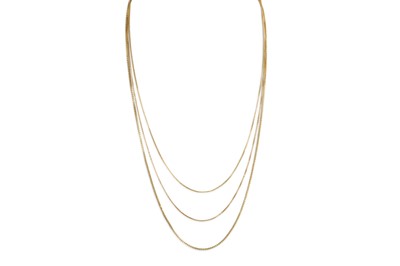 Lot 248 - THREE BOX LINK 9CT GOLD TRACE CHAINS, 12.4 g.