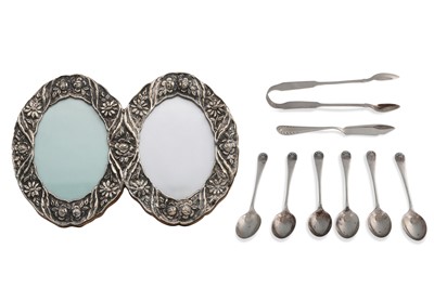 Lot 500 - AN IRISH SILVER SUGAR TONGS 1894, together...