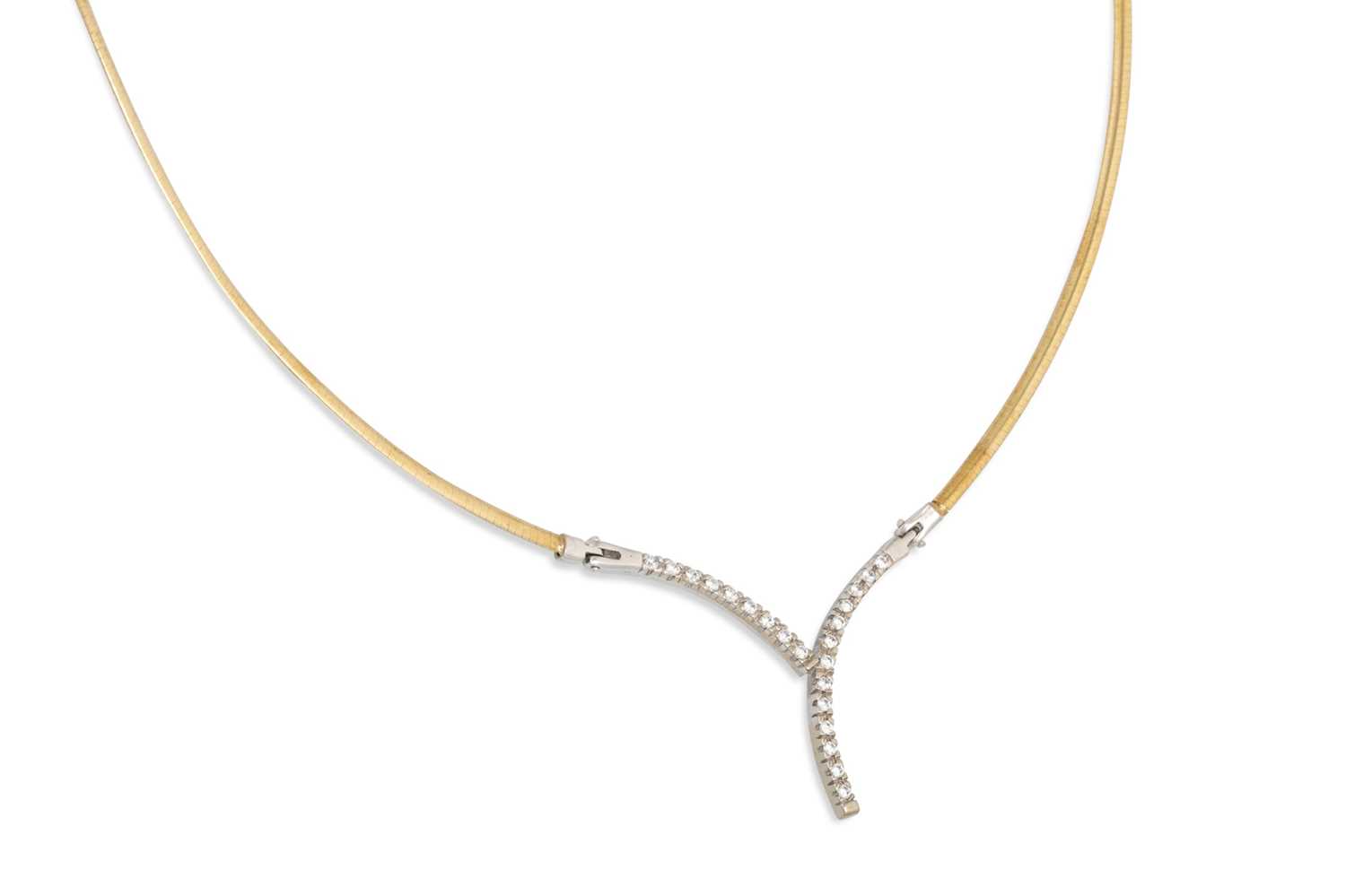 Lot 4 - A 9CT TWO COLOUR GOLD CZ SET CHOKER NECKLACE,...