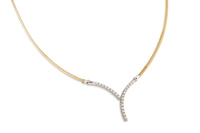 Lot 4 - A 9CT TWO COLOUR GOLD CZ SET CHOKER NECKLACE,...