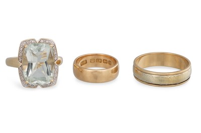 Lot 3 - A 9CT AND AN 18CT GOLD BAND, together with a...
