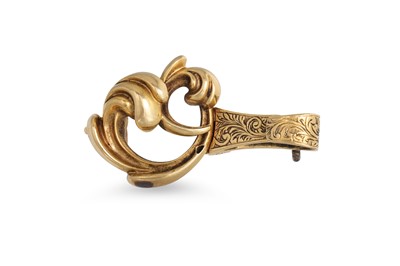 Lot 325 - A 14CT GOLD FOB WATCH PIN, scroll decoration
