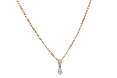 Lot 439 - A DIAMOND SOLITAIRE PENDANT, the pear shaped...