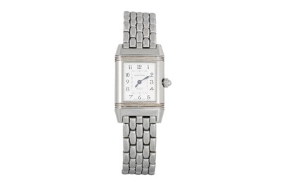 Lot 437 - A LADY'S STAINLESS STEEL JAEGER LE COULTRE...
